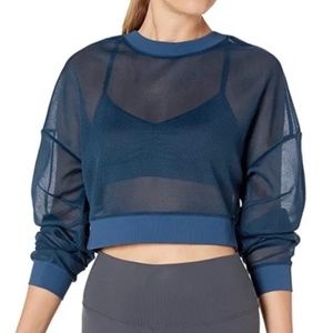 Alo yoga sheer blue crop top